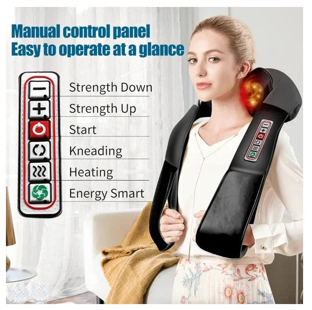 Shiatsu Neck & Back Massager with Heat – Deep Tissue 3D Kneading Pillow - Evallys.com