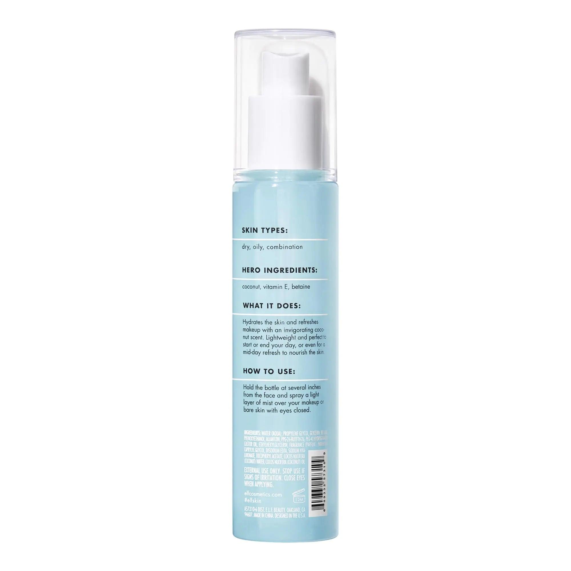 e.l.f. Cosmetics Holy Hydration! Hydrating Coconut Mist, Refreshes, Soothes & Invigorates Skin, Tropical Scent, 2.7 Fl Oz (Pack of 1) 2.7 Fl Oz (Pack of 1) - Evallys.com