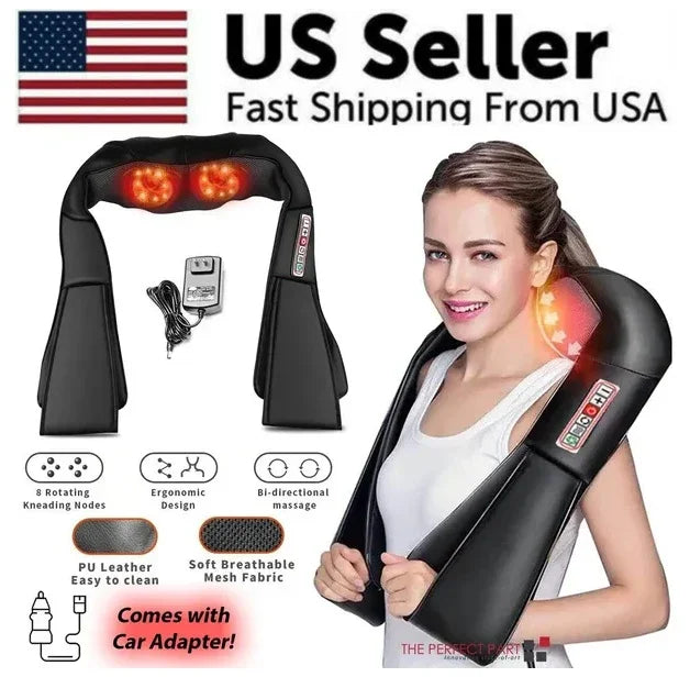 Shiatsu Neck & Back Massager with Heat – Deep Tissue 3D Kneading Pillow - Evallys.com