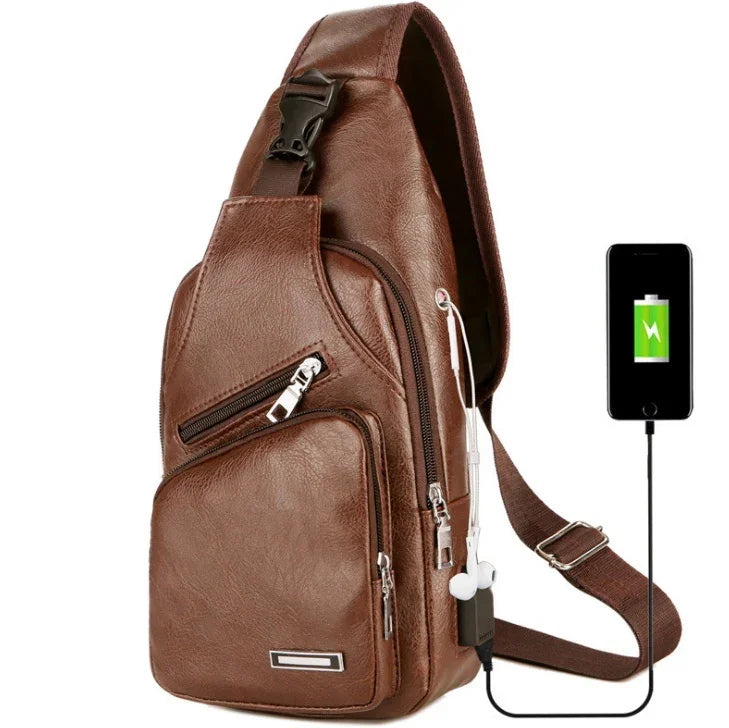 USB Portable Charging Chest Bag Messenger Bag - Evallys.com