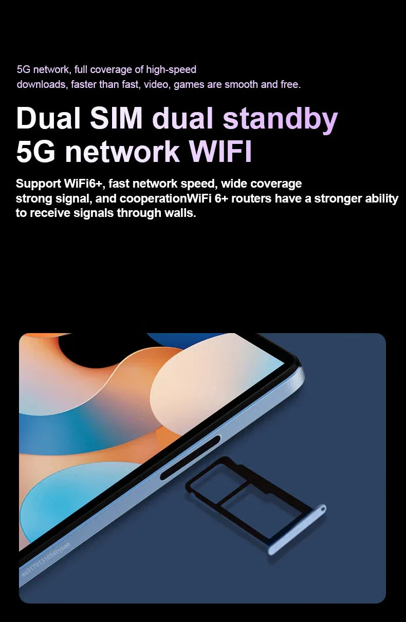 Original Pad 8 Pro Tablet 10.1 inch Android 13 Snapdragon 8gen2 Global 16GB+1024GB 10000mah 5G Dual SIM WIFI HD Full Screen - Evallys.com