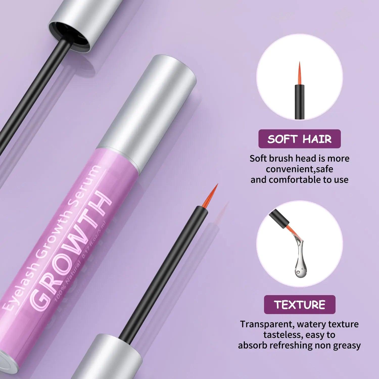 Advanced Eyelash Growth Serum with Natural Formula,Enhancement Lash Booster for Longer Fuller and Thicker Lash Enhancing Serum 5ml Pink - Evallys.com