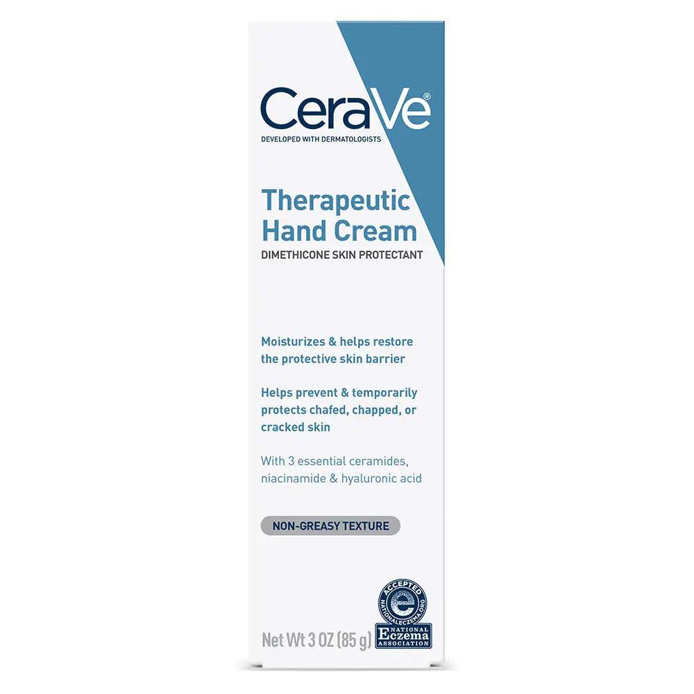 CeraVe Therapeutic Hand Cream for Dry Cracked Hands With Hyaluronic Acid and Niacinamide | Fragrance Free 3 Ounce 3 Ounce (Pack of 1) - Evallys.com