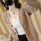 Women V-Neck Jacket 2025 Spring Autumn New Cotton Cardigan Knit Jacket Female Button Sweater Loose Shor Outer beige black A559 - Evallys.com