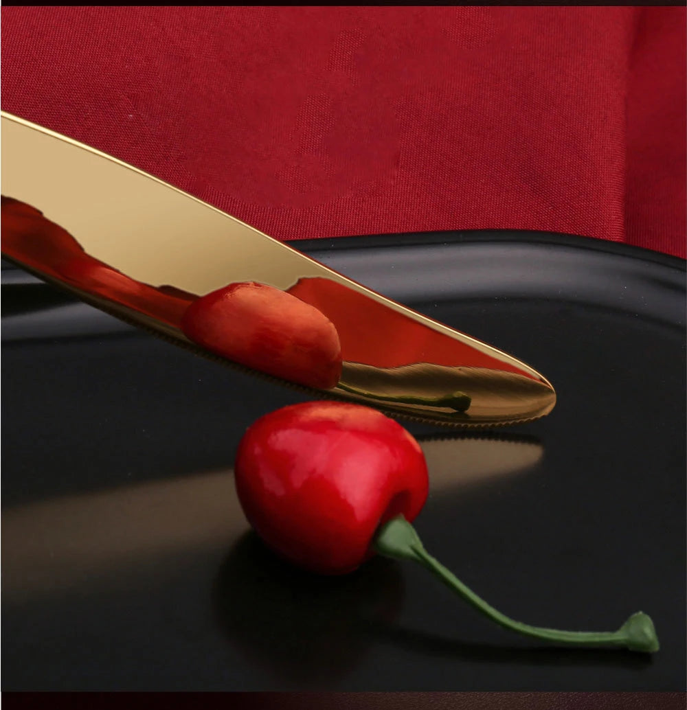 24pcs Cutlery Set Gold Dinnerware Stainless Steel Royal Spoon Forks Knives Kitchen Western Dinner Silverware Tableware Gift