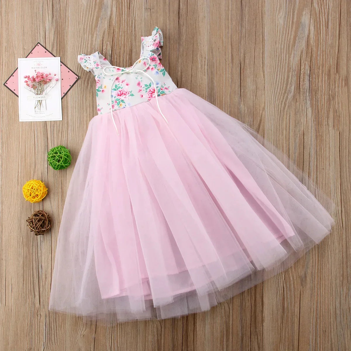 1-7 Year Kids Girls Princess Dress Evening Party Wedding Birthday Tulle Tutu Dresses Baby Girl Clothes Summer Long Maxi Dress - Evallys.com