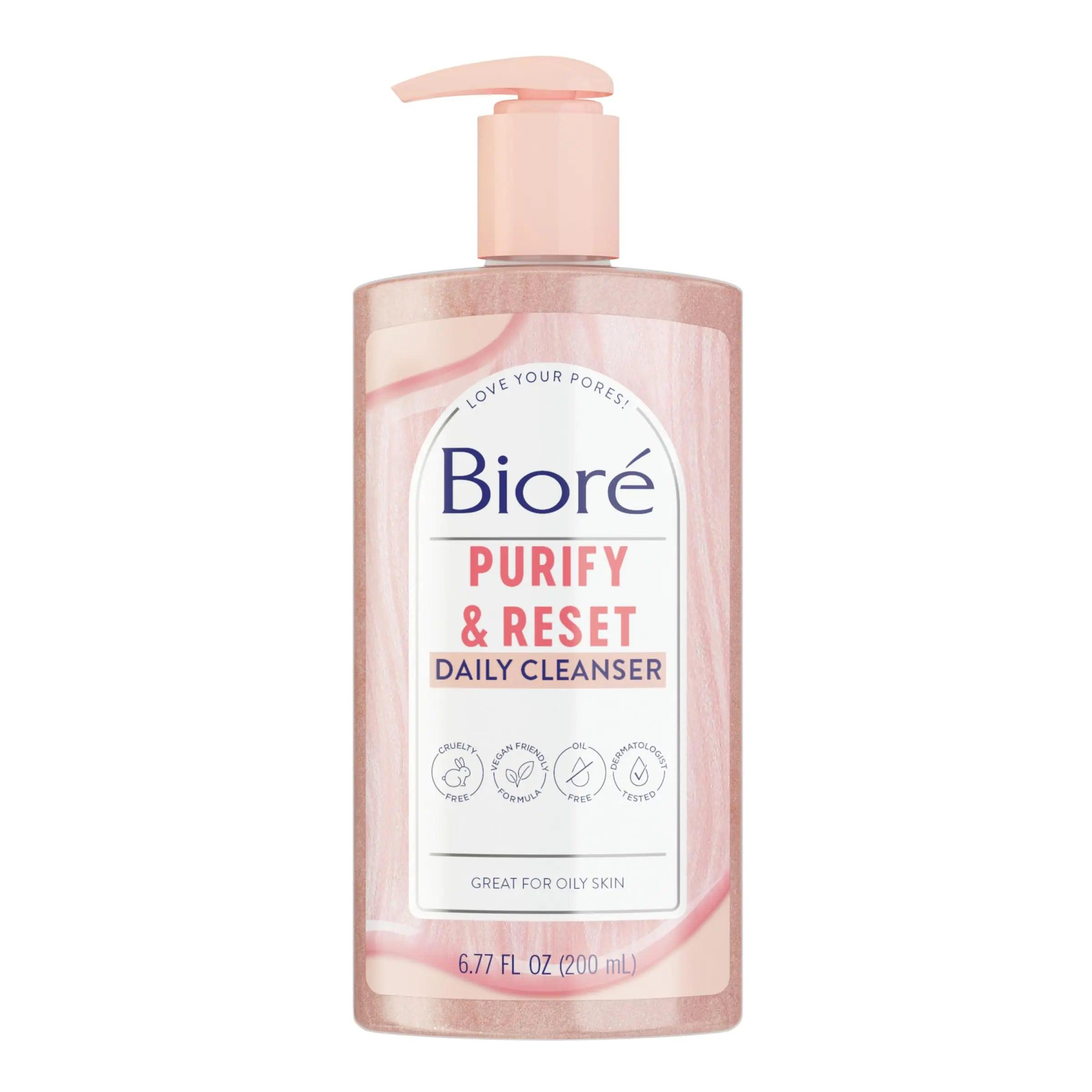 Bioré Rose Quartz + Charcoal Daily Purifying Cleanser, Oil Free Facial Cleanser Energizes Skin, Dermatologist Tested and Cruelty Free, 6.77 oz, Packaging May Vary 6.77 Fl Oz (Pack of 1) - Evallys.com