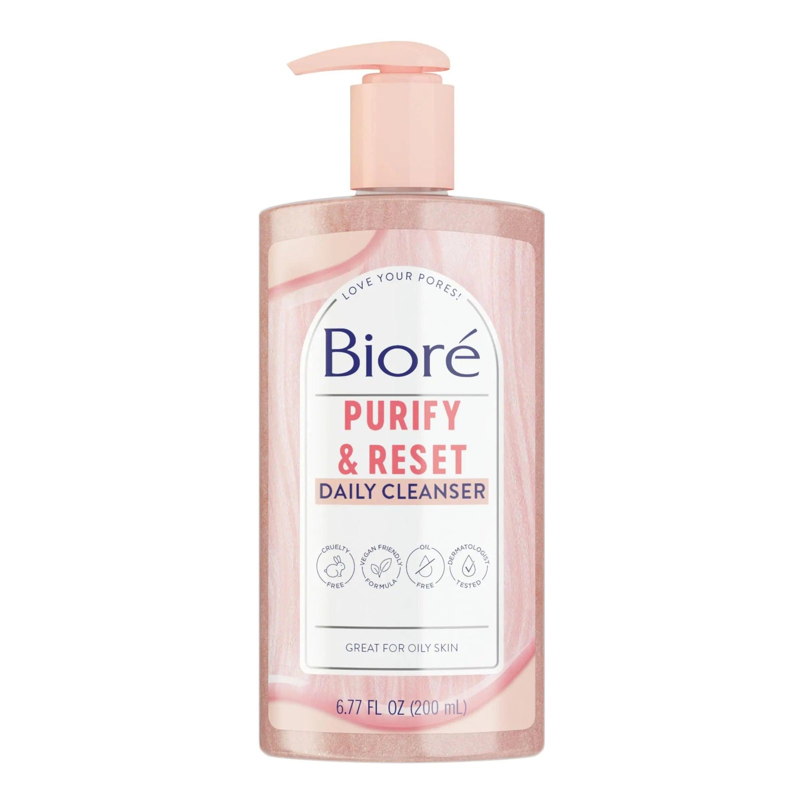 Bioré Rose Quartz + Charcoal Daily Purifying Cleanser, Oil Free Facial Cleanser Energizes Skin, Dermatologist Tested and Cruelty Free, 6.77 oz, Packaging May Vary 6.77 Fl Oz (Pack of 1) - Evallys.com