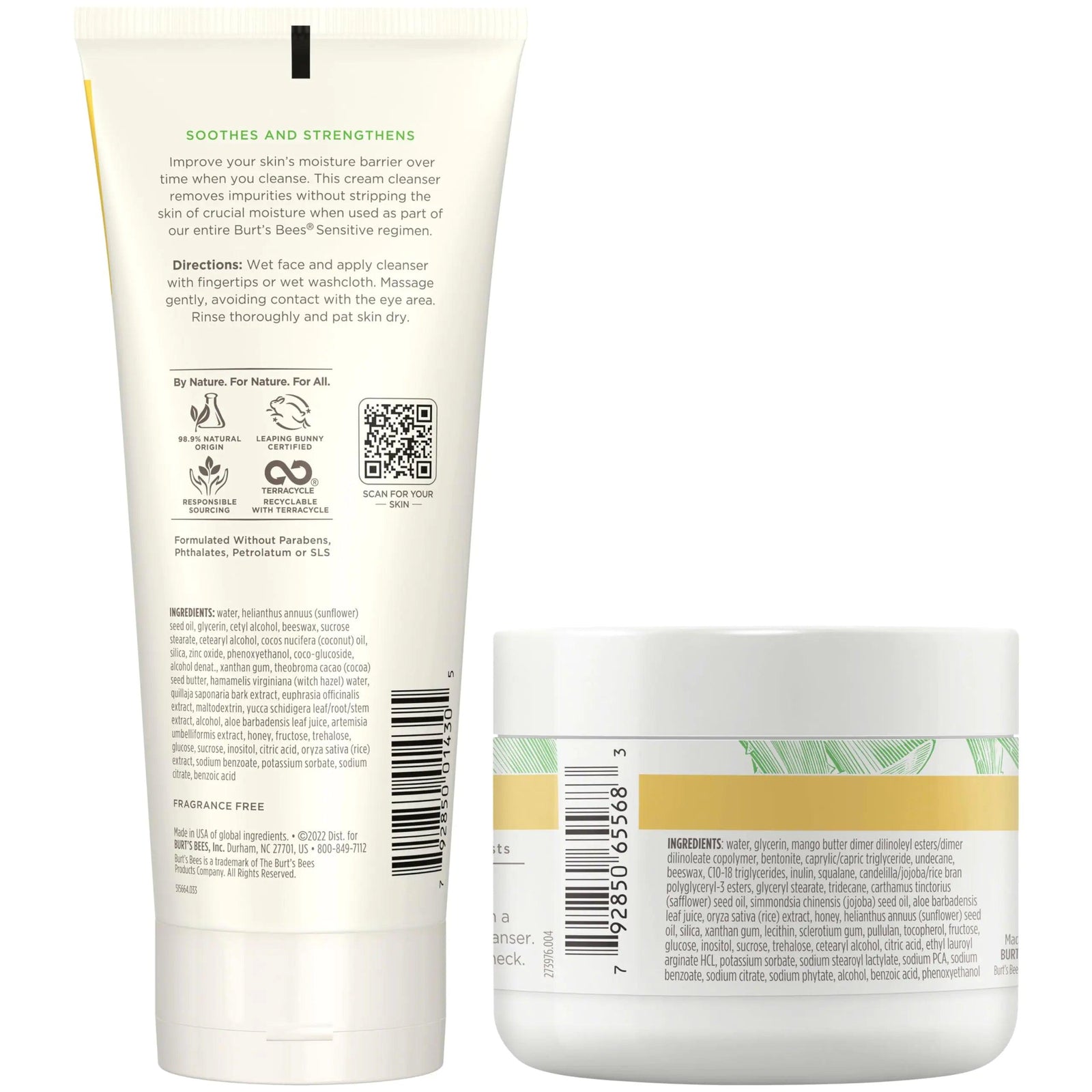 Burt’s Bees Sensitive Skin Bundle, Gentle Cream Facial Cleanser with Aloe and Moisturizing Face Cream with Aloe and Rice Milk, Natural Origin Skincare, 6 oz./3 oz. Cream Cleanser + Moisturizing Cream Bundle - Evallys.com