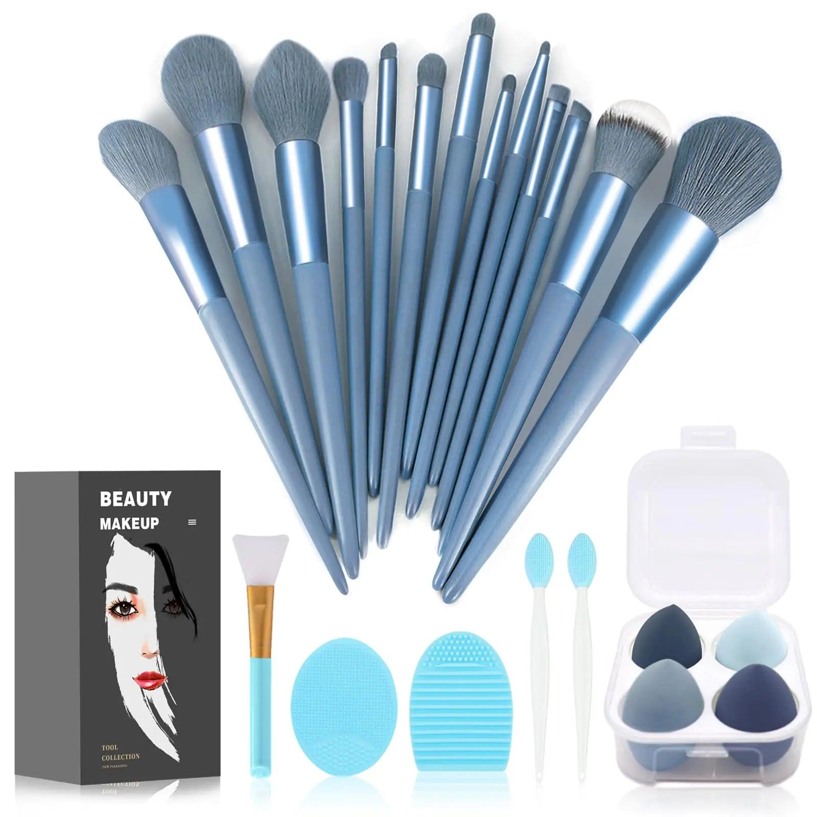Koccido Makeup Brushes 22 Pcs Makeup Kit,Foundation Brush Eyeshadow Brush Make up Brushes Set (Blue, 22 Piece Set) Sky-blue - Evallys.com