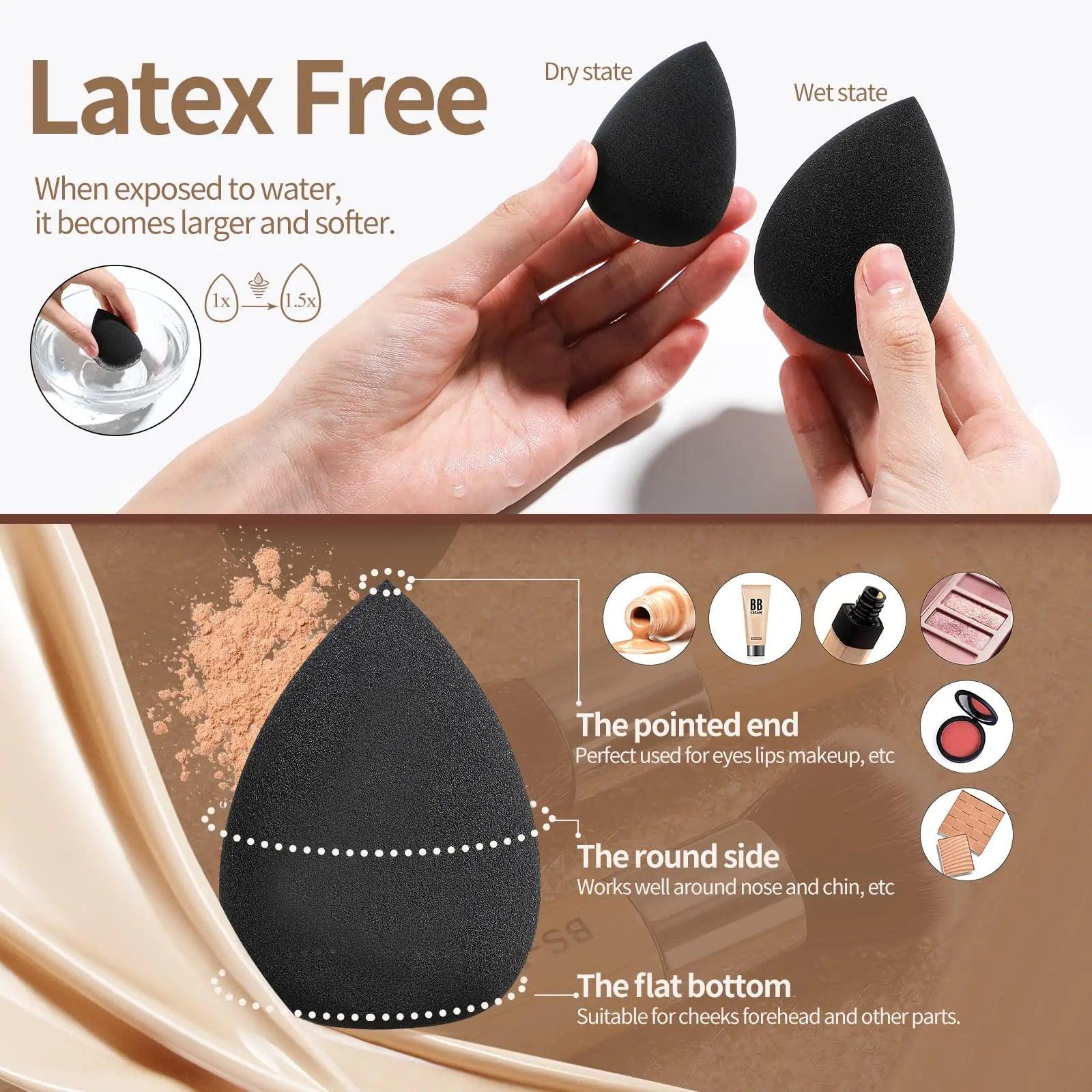 BS-MALL Makeup Brush Set 11Pcs Bamboo Synthetic Kabuki Brush Set Foundation Powder Blending Concealer Eye shadows Blush Cosmetics Brushes with Organizer Bag & Makeup Sponge Bamboocolor - Evallys.com