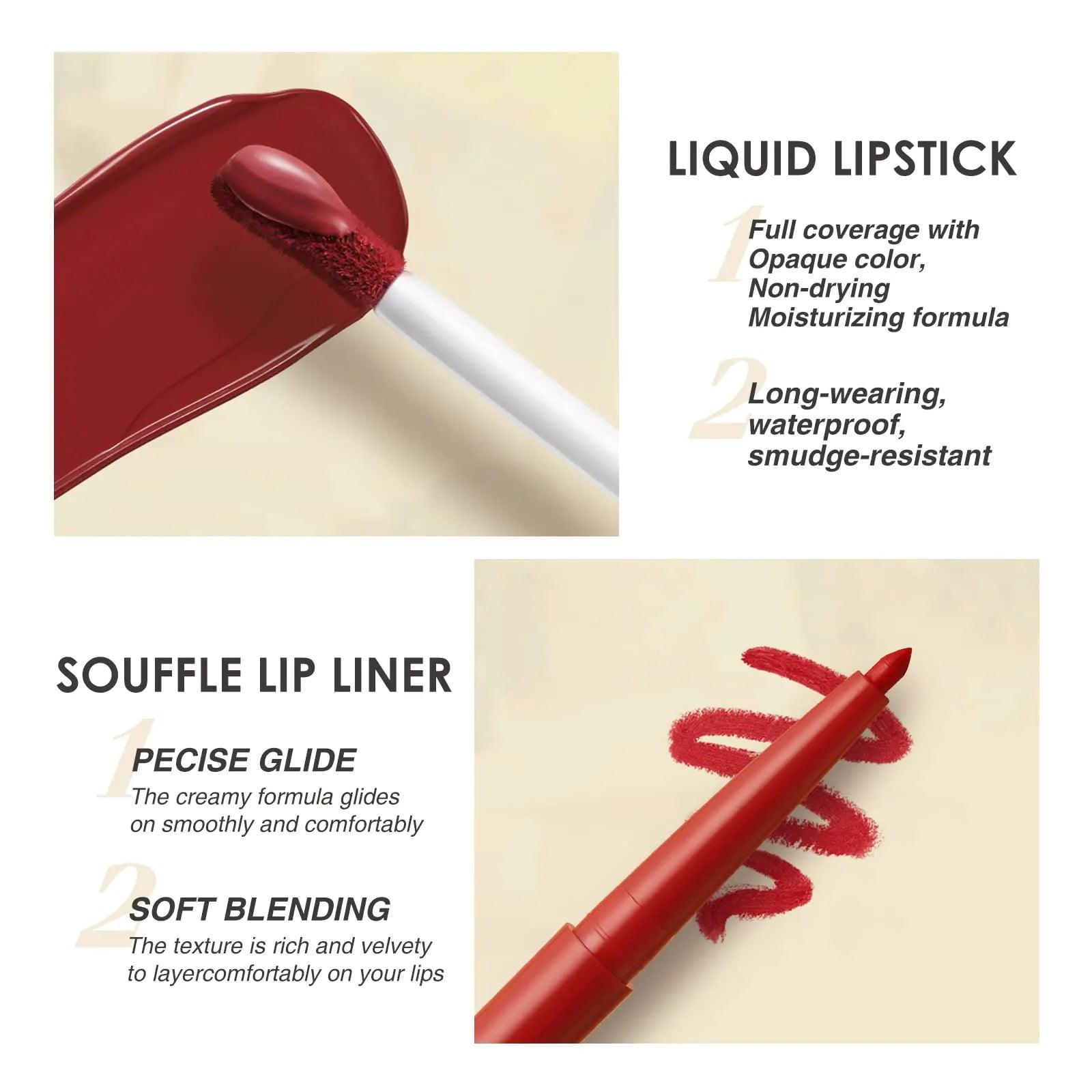 BestLand 6Pcs Matte Liquid Lipstick + Lip Liner Pens Set, One Step Lips Makeup Kits Pigment Velvety Nude Lip Stain Waterproof Long Wear Lip Gloss Make up Gift Set (Natural Allure Bundle) 6 Fl Oz (Pack of 1) Natural Allure Bundle - Evallys.com