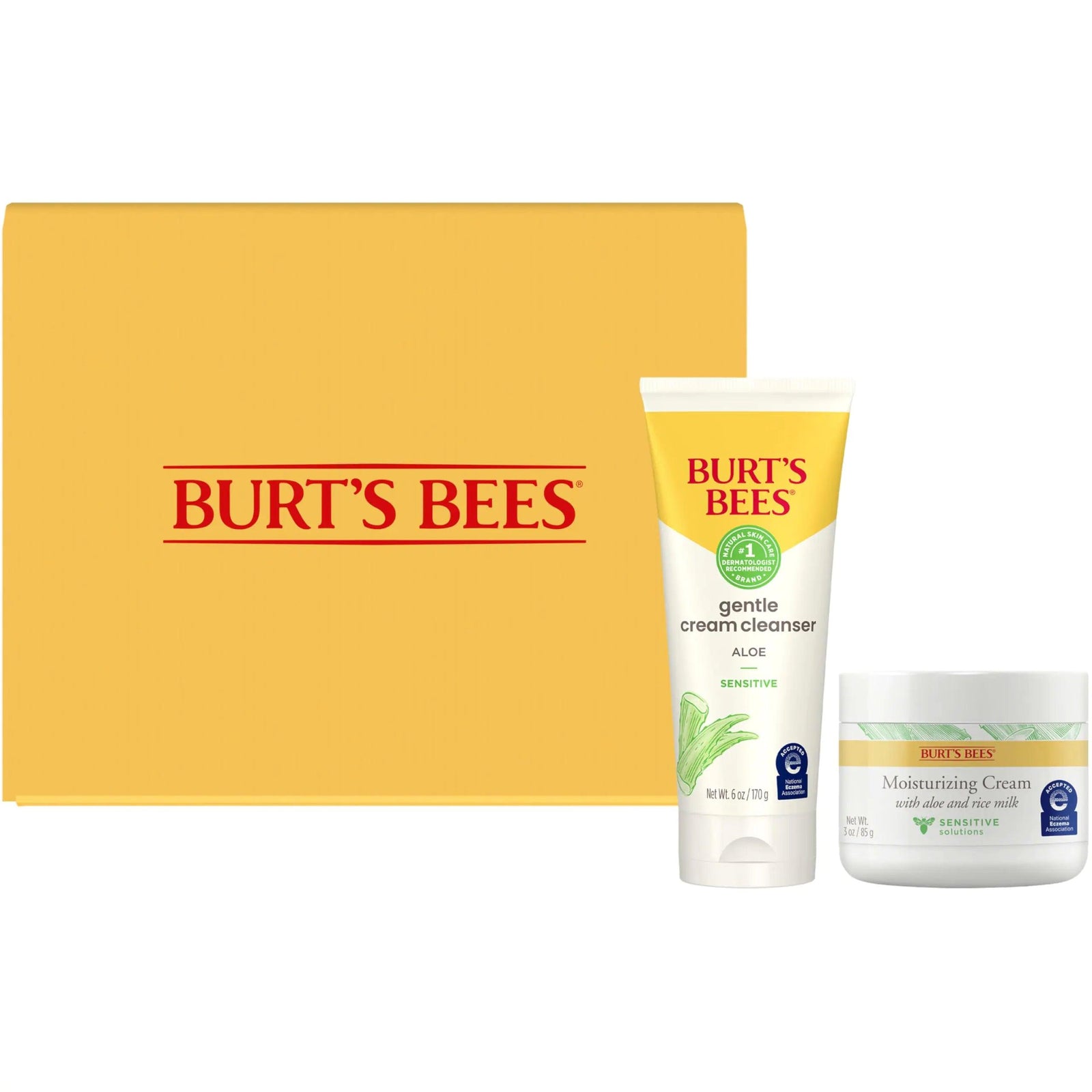 Burt’s Bees Sensitive Skin Bundle, Gentle Cream Facial Cleanser with Aloe and Moisturizing Face Cream with Aloe and Rice Milk, Natural Origin Skincare, 6 oz./3 oz. Cream Cleanser + Moisturizing Cream Bundle - Evallys.com