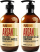 Argan Oil Shampoo and Conditioner Set - Sulfate Free Moroccan Care with Keratin - For Curly, Straight, Dry and Damaged Hair - Moisturizing, Hydrating, Anti Frizz Salon Technology - Evallys.com
