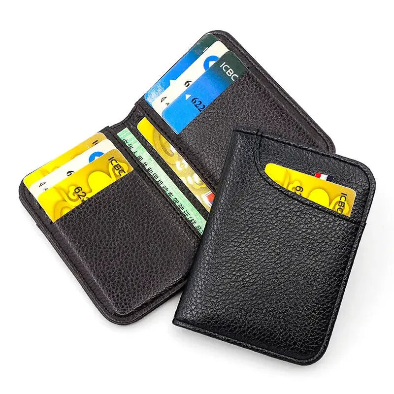Portable Slim Soft Wallet PU Leather Mini Credit Card Wallet Purse Card Holders for Men Wallet Thin Small Short Wallets - Evallys.com