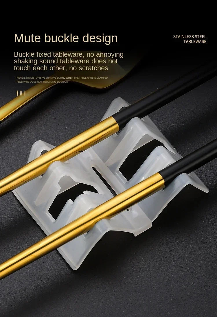 3 Pcs Dinnerware Set Stainless Steel Eco-friendly Spoon Fork  Chopsticks Travel Metal Cutlery Set Portable