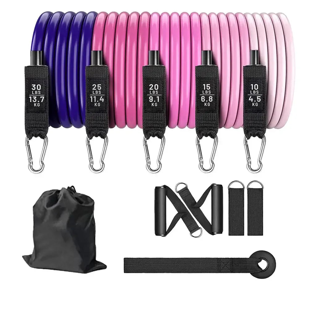 Workout Bands Set 11pcs Elastic Workout Bands Elastic Bands For Strength Training For Men And Women Workout Equipment - Evallys.com