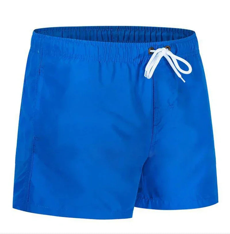 Mens Swim Trunks with Mesh Lining Side Pockets Solid Beach Shorts Quick Dry Lightweight Drawstring Board Shorts Summer Swimwear - Evallys.com