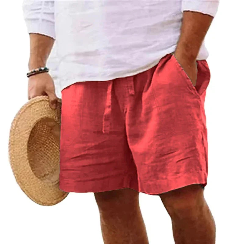 New Mens Cotton Solid Color Short Lightweight Gym Pants Linen Beach Shorts Men Jogging Sport Large Short Homme - Evallys.com