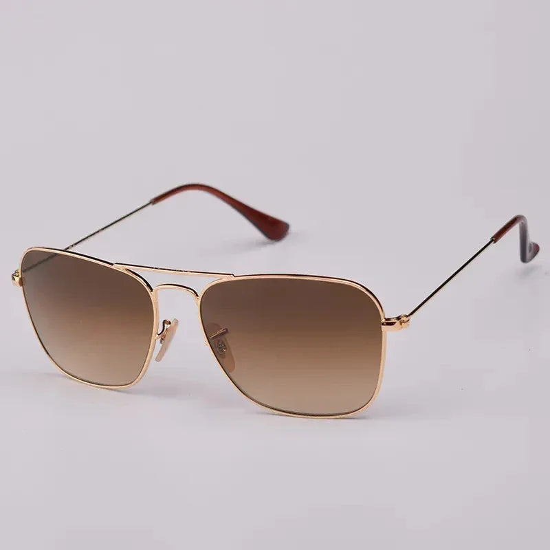 Top Quality Sunglasses Men Women Eyeglasses Goggles Eyewear Shades Fashion Square Metal Frame Glass Lenses UV400 Sun Glasses - Evallys.com