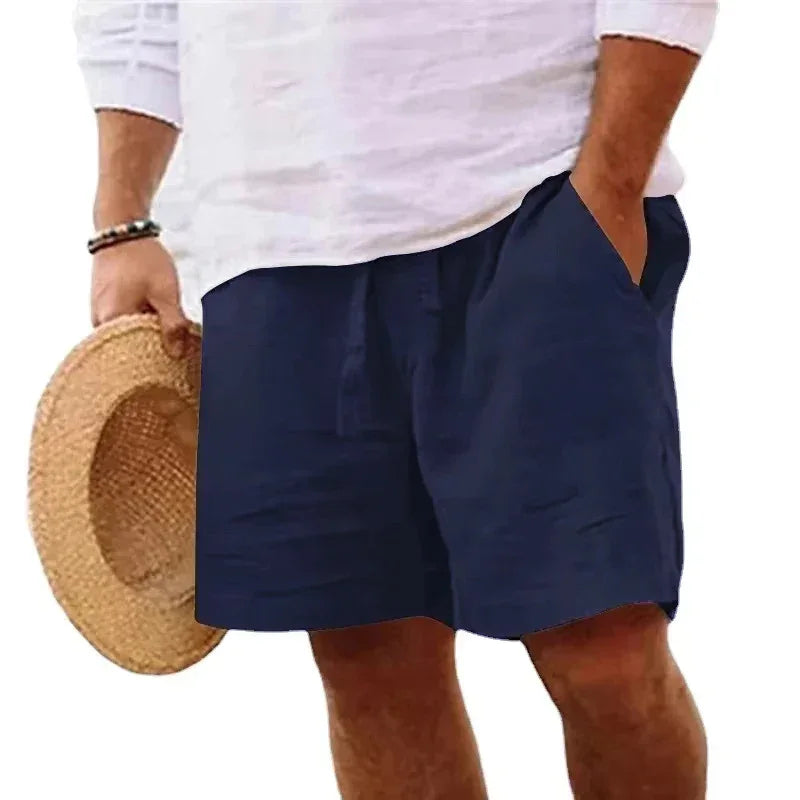 New Mens Cotton Solid Color Short Lightweight Gym Pants Linen Beach Shorts Men Jogging Sport Large Short Homme - Evallys.com