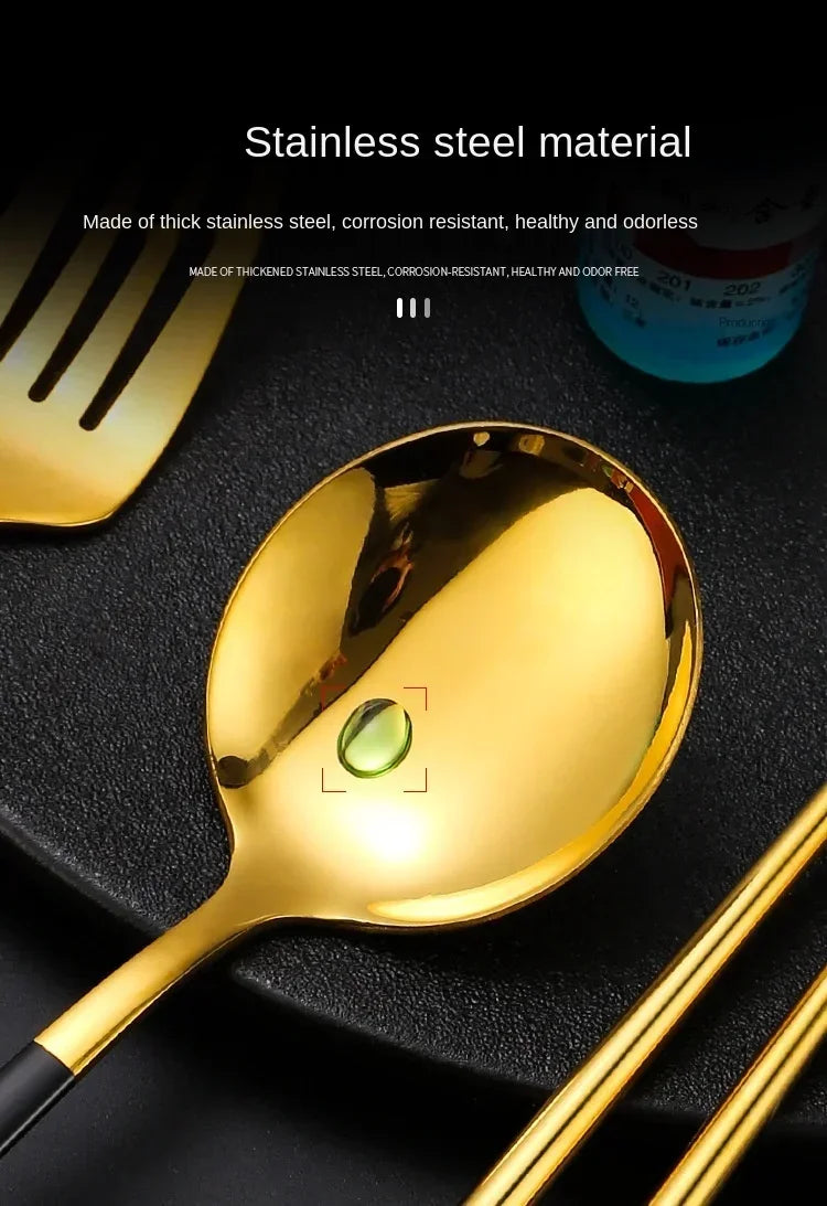 3 Pcs Dinnerware Set Stainless Steel Eco-friendly Spoon Fork  Chopsticks Travel Metal Cutlery Set Portable