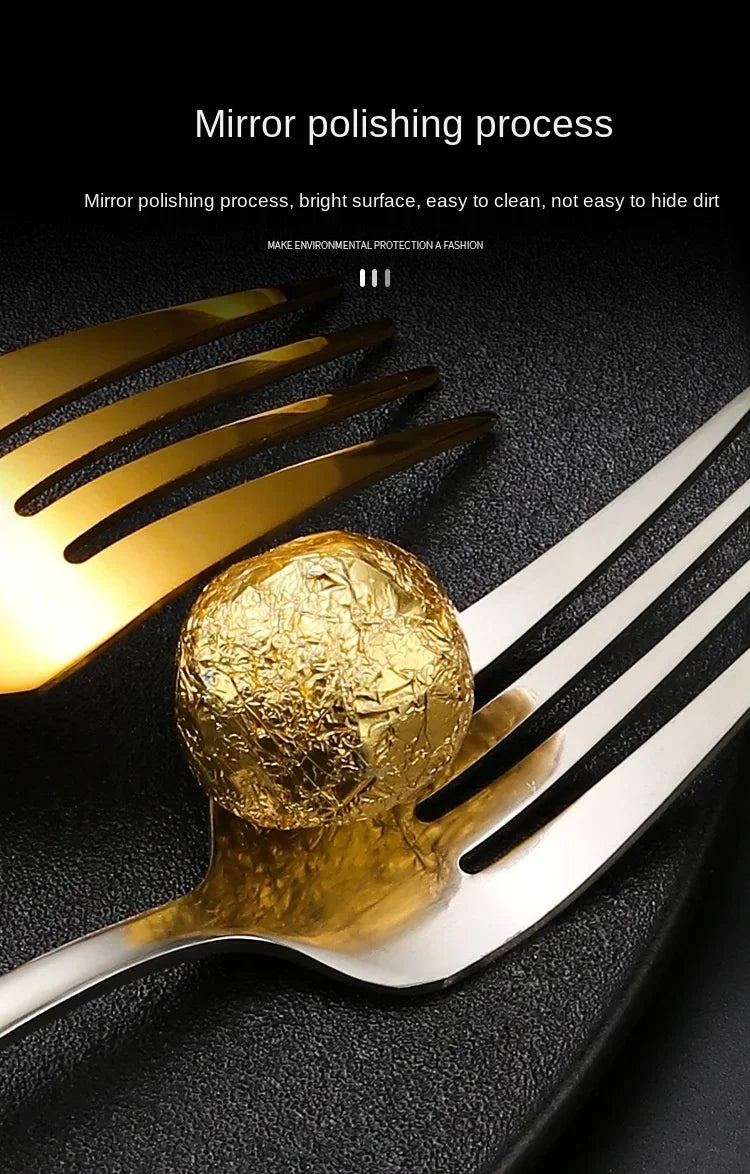 3 Pcs Dinnerware Set Stainless Steel Eco-friendly Spoon Fork  Chopsticks Travel Metal Cutlery Set Portable