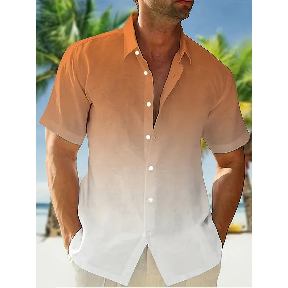 Summer Gradient 3D Print Hawaiian Beach Shirts Men Women Casual Fashion Streetwear Oversized Short Sleeve Shirt Man Tops Blouse - Evallys.com