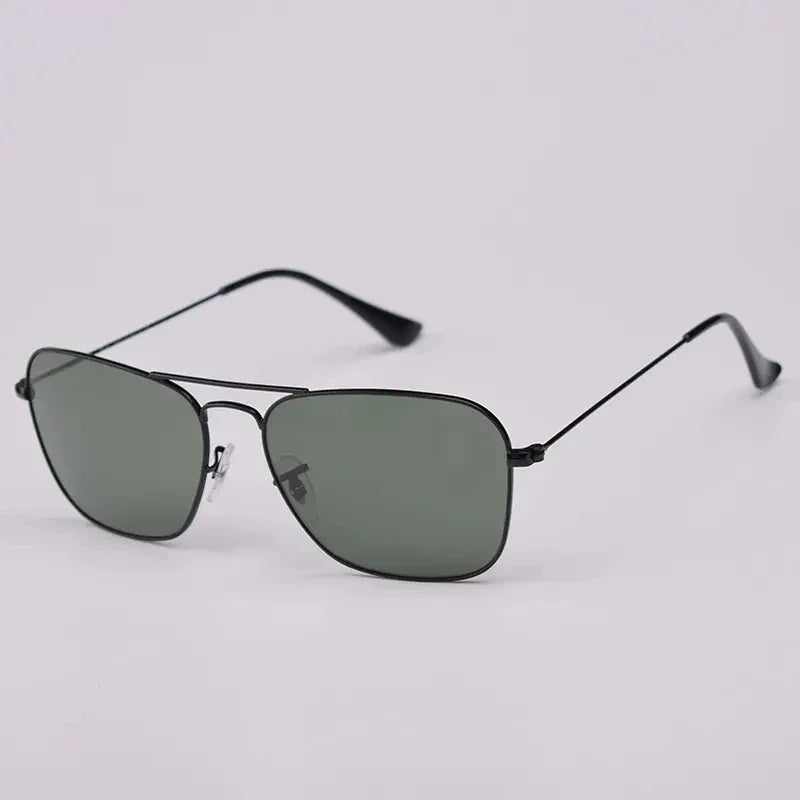 Top Quality Sunglasses Men Women Eyeglasses Goggles Eyewear Shades Fashion Square Metal Frame Glass Lenses UV400 Sun Glasses - Evallys.com
