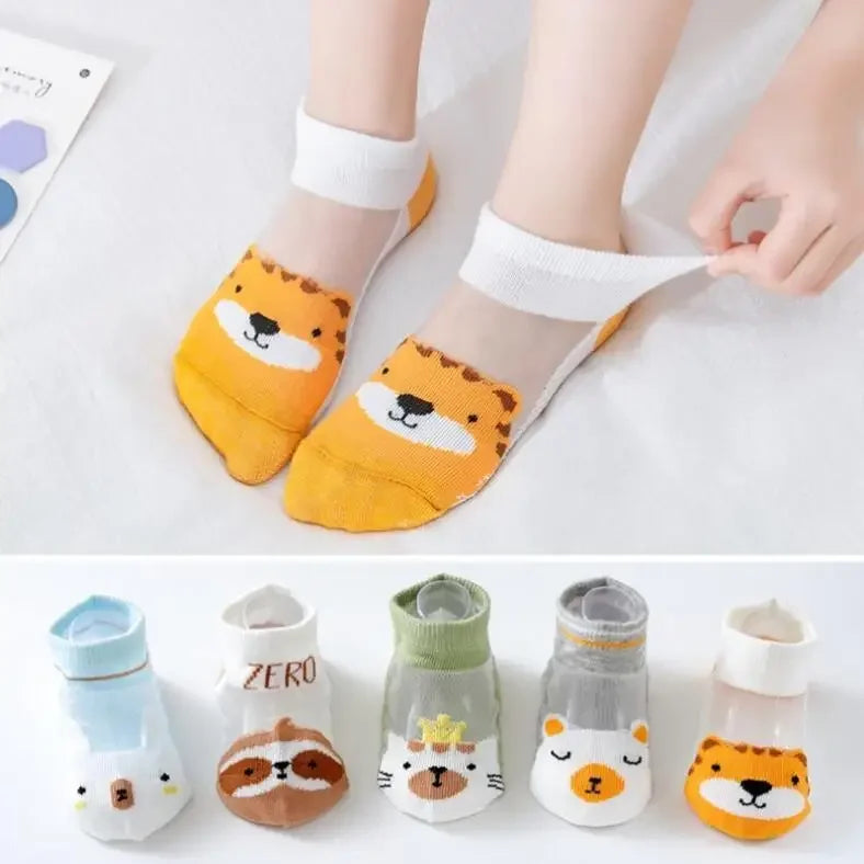 5 PAir Set Children Socks Summer Fishnet Boy Socks Spring Summer Thin Mesh Boat Socks Boys Girls Short Socks - Evallys.com
