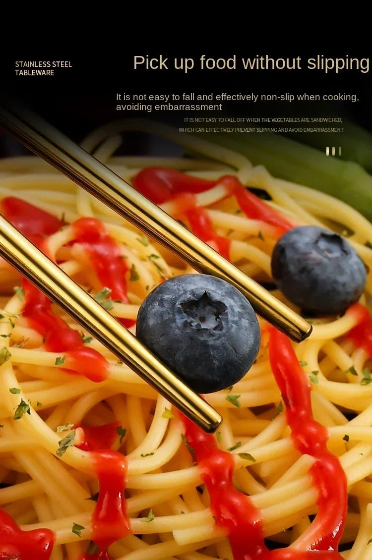 3 Pcs Dinnerware Set Stainless Steel Eco-friendly Spoon Fork  Chopsticks Travel Metal Cutlery Set Portable