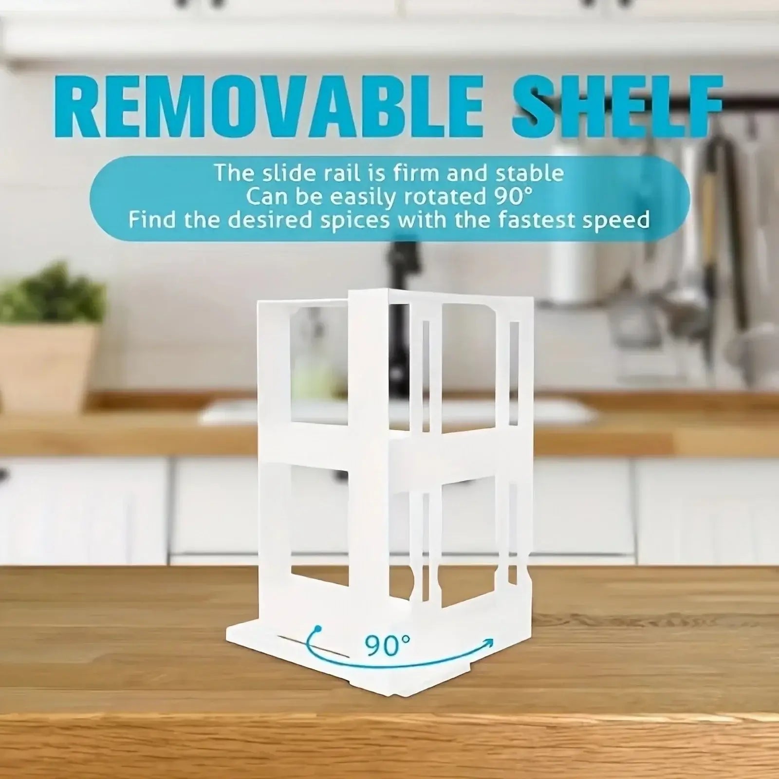 1 PC spice storage rack,90 degree swivel item storage rack, countertop 2 tier storage rack,small storage and organizer rack