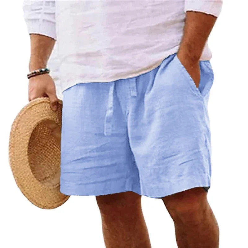 New Mens Cotton Solid Color Short Lightweight Gym Pants Linen Beach Shorts Men Jogging Sport Large Short Homme - Evallys.com