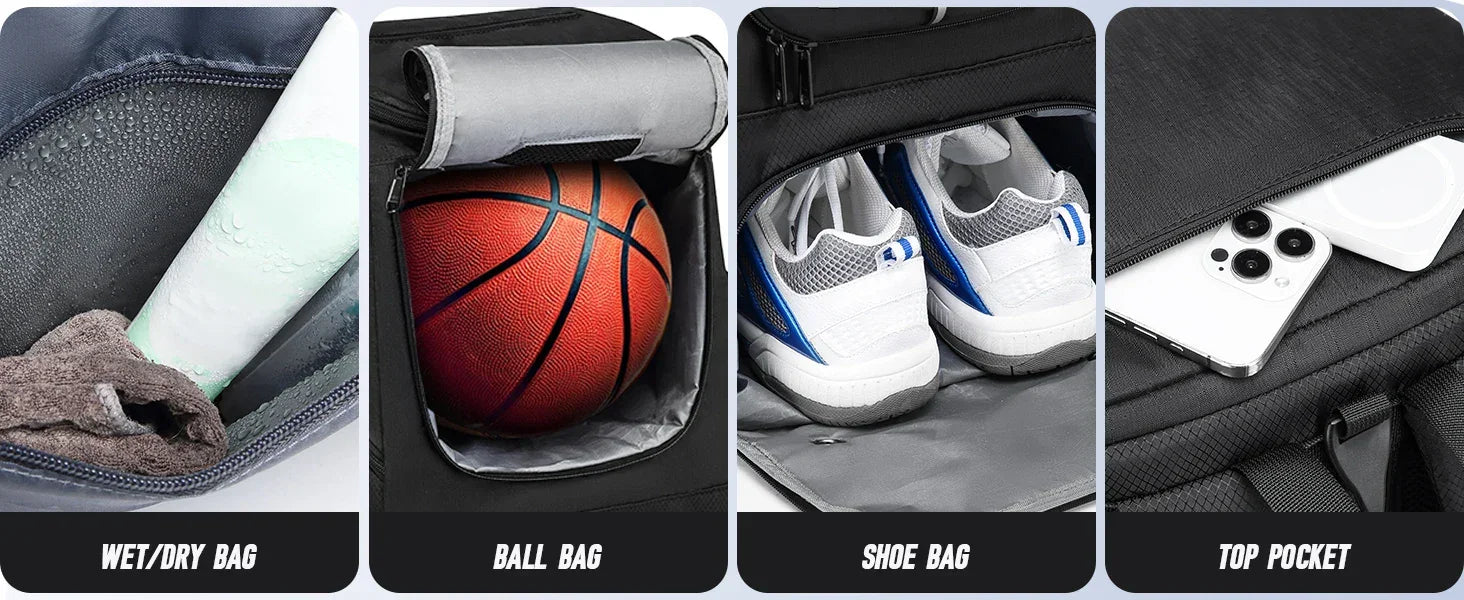 Basketball Backpack – Gym Bag with Ball Holder & Shoe Compartment 35L - Evallys.com