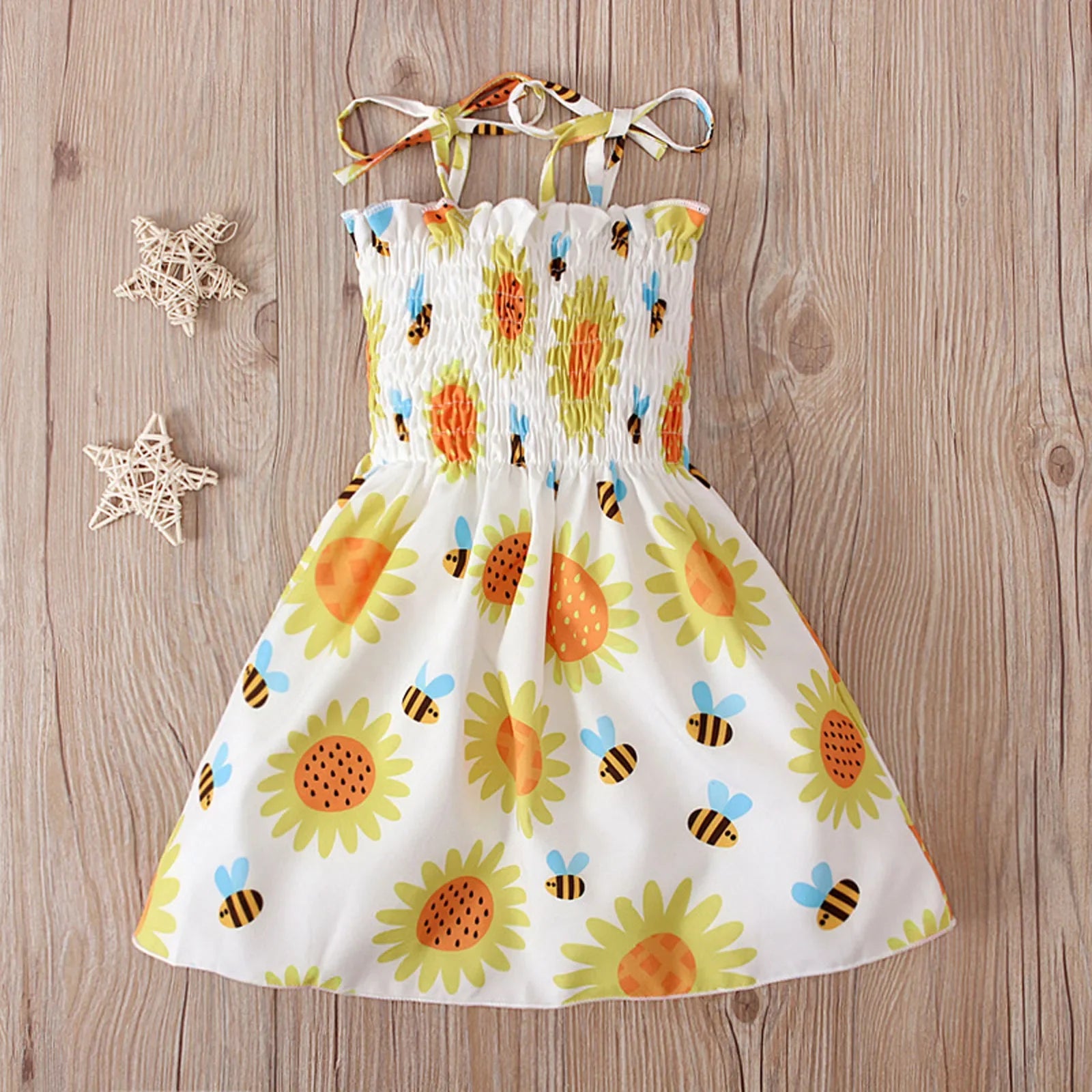 Children Girl Dress Summer Elegant Sling Princess Dresses Flower Print Kids Beach Sundress Casual Cotton Baby Girl Clothing - Evallys.com