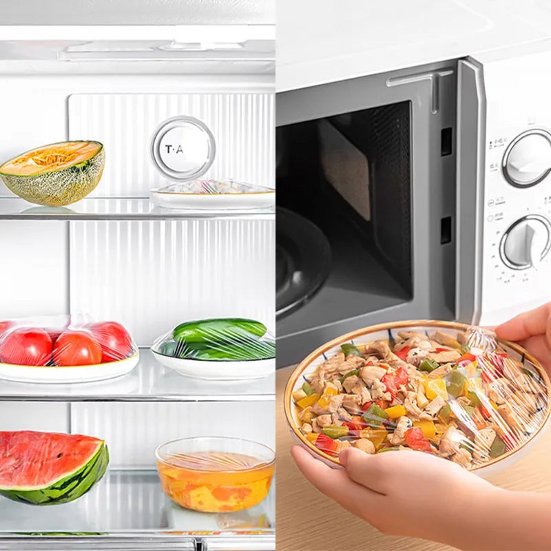 100-1000pcs Colorful Disposable Food Cover Saran Wrap Bowl Cover Food Grade Fresh-keeping Bag Kitchen Storage Accessories