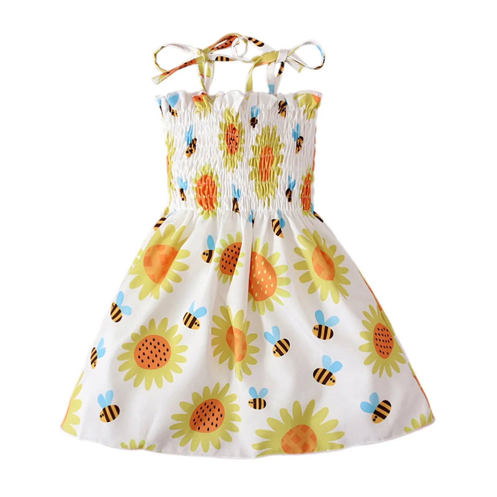 Children Girl Dress Summer Elegant Sling Princess Dresses Flower Print Kids Beach Sundress Casual Cotton Baby Girl Clothing - Evallys.com