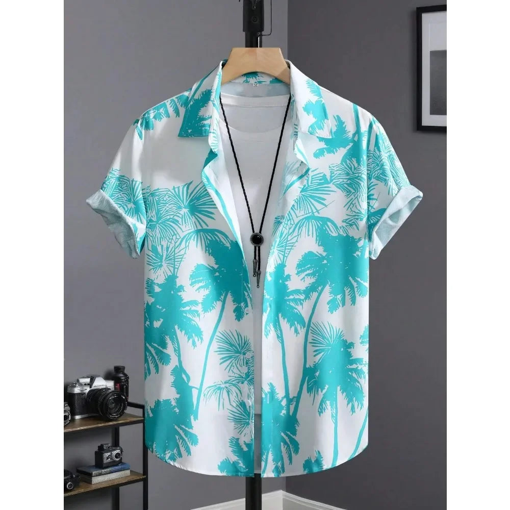 Hawaiian Shirt Man Print Casual Thin Beach Slim Fashion Shirt High Quality Luxury Black Social Vintage Funny Oversized Clothes - Evallys.com