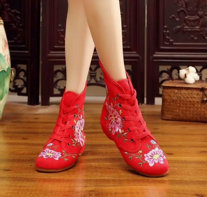 Women’s Ethnic Embroidery Shoes – Vintage Hanfu Canvas Sneakers - Evallys.com