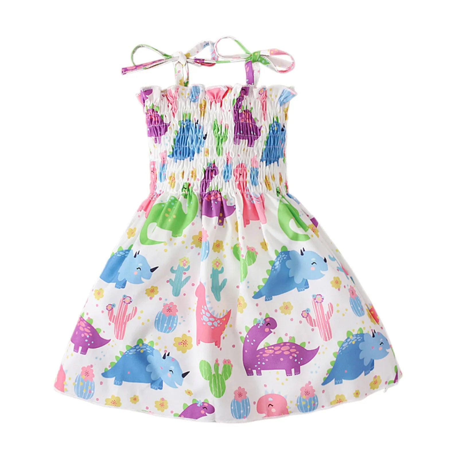 Children Girl Dress Summer Elegant Sling Princess Dresses Flower Print Kids Beach Sundress Casual Cotton Baby Girl Clothing - Evallys.com
