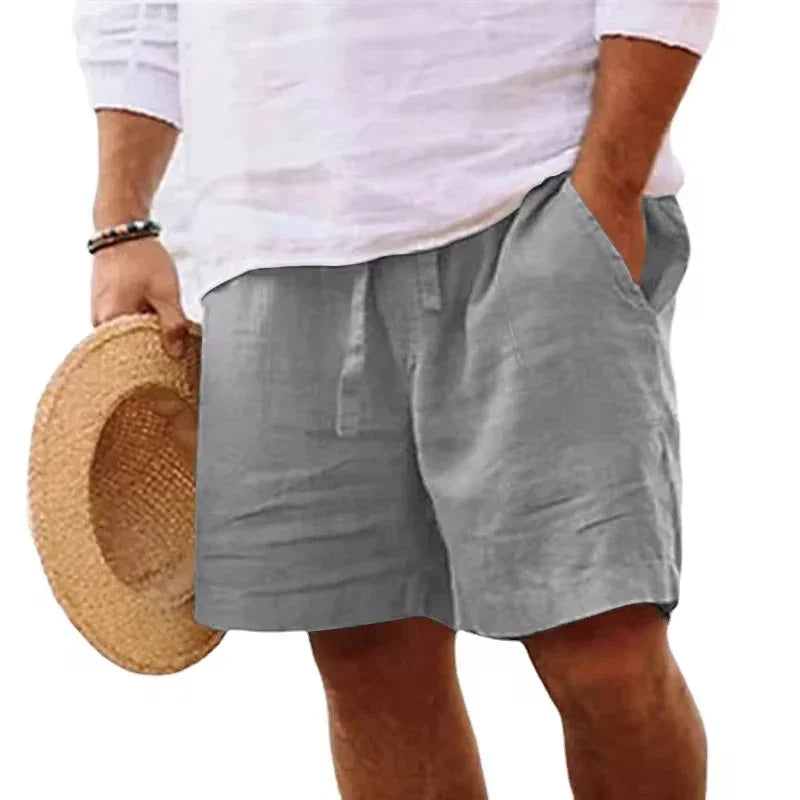 New Mens Cotton Solid Color Short Lightweight Gym Pants Linen Beach Shorts Men Jogging Sport Large Short Homme - Evallys.com