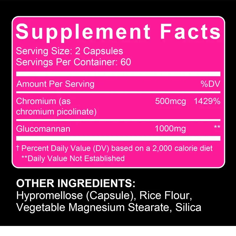 Glucomannan & Chromium Supplement – Gut Health & Weight Control Formula