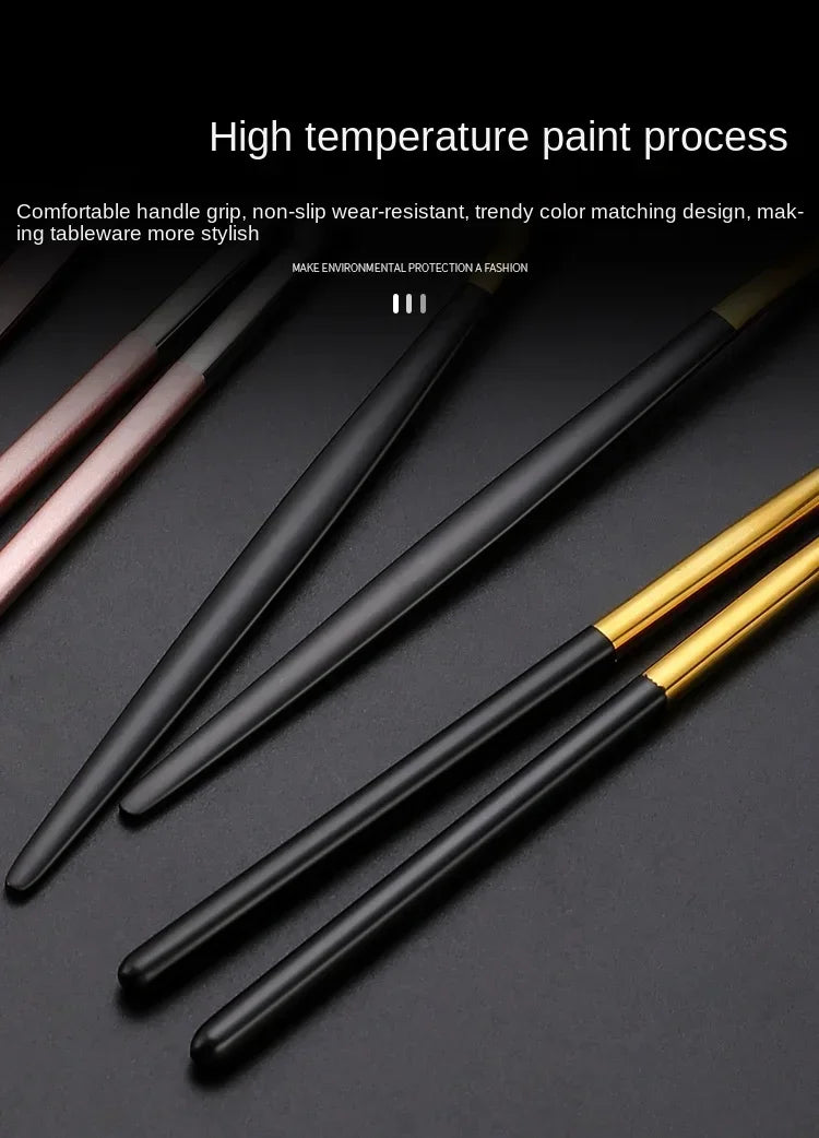 3 Pcs Dinnerware Set Stainless Steel Eco-friendly Spoon Fork  Chopsticks Travel Metal Cutlery Set Portable