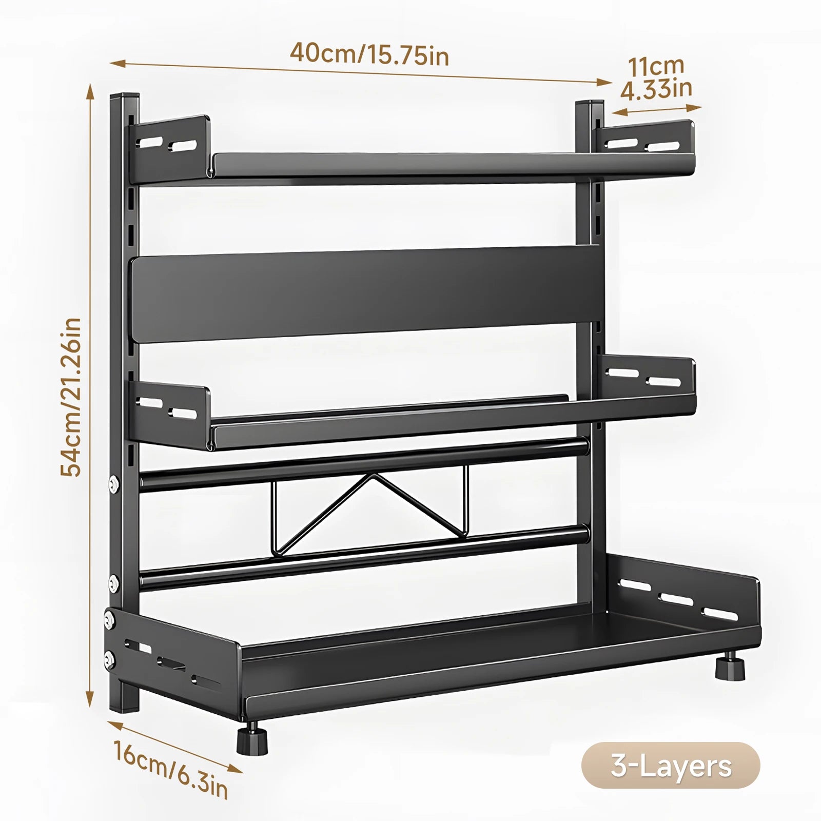 1pc Multi-Tier Spice Rack, Space-Saving Kitchen Countertop Organizer for Seasoning Jar Storage, Adjustable Shelves, Versatile Ki