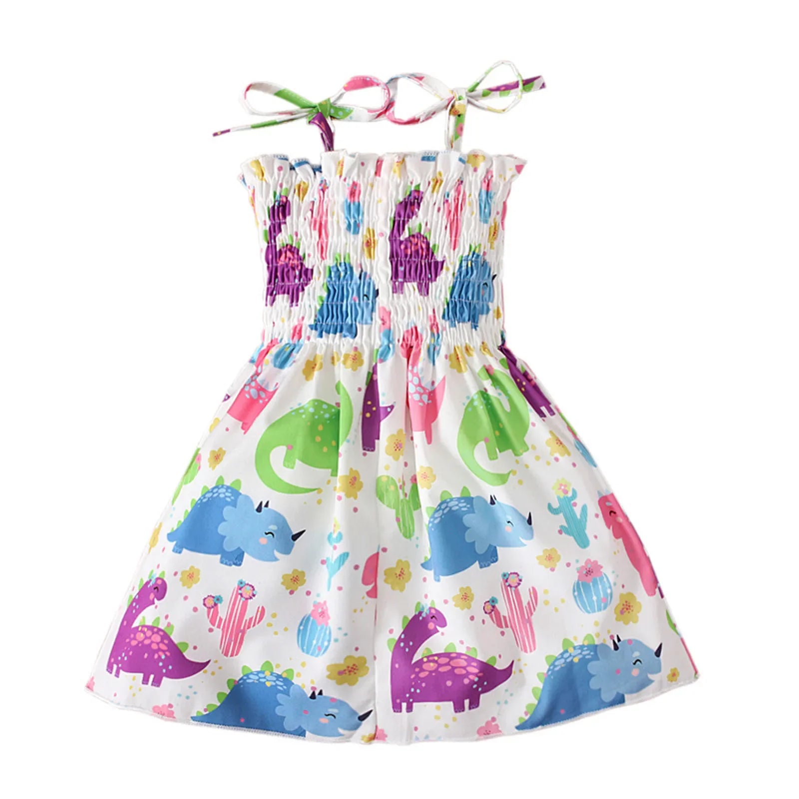 Children Girl Dress Summer Elegant Sling Princess Dresses Flower Print Kids Beach Sundress Casual Cotton Baby Girl Clothing - Evallys.com
