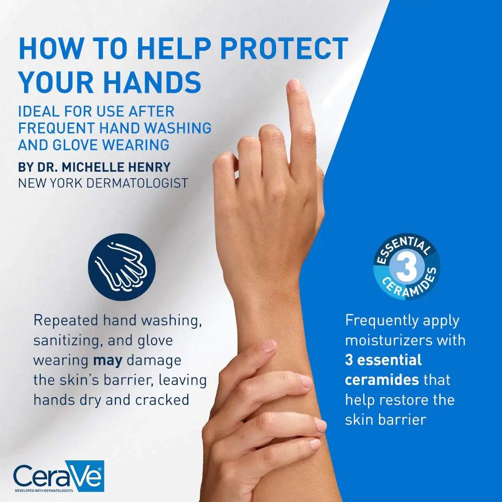 CeraVe Therapeutic Hand Cream for Dry Cracked Hands With Hyaluronic Acid and Niacinamide | Fragrance Free 3 Ounce 3 Ounce (Pack of 1) - Evallys.com