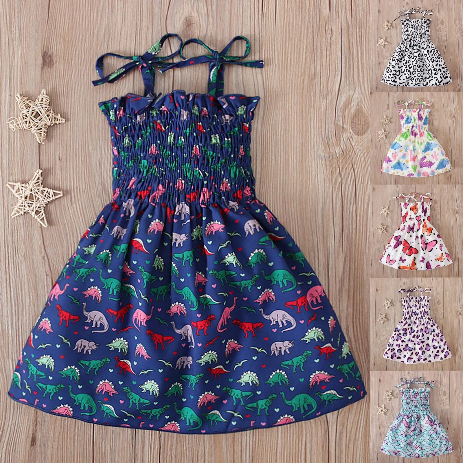Children Girl Dress Summer Elegant Sling Princess Dresses Flower Print Kids Beach Sundress Casual Cotton Baby Girl Clothing - Evallys.com