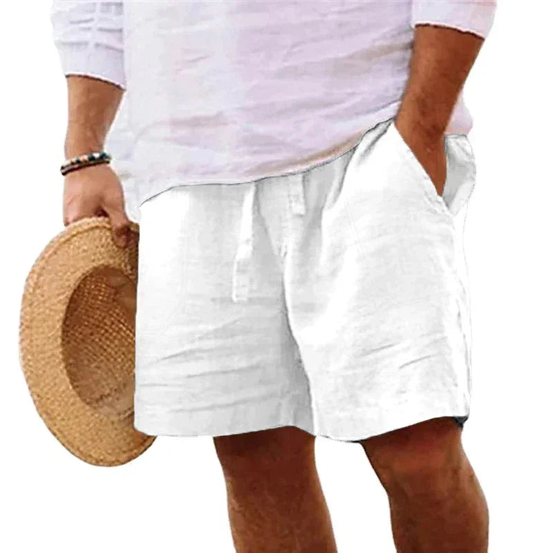 New Mens Cotton Solid Color Short Lightweight Gym Pants Linen Beach Shorts Men Jogging Sport Large Short Homme - Evallys.com