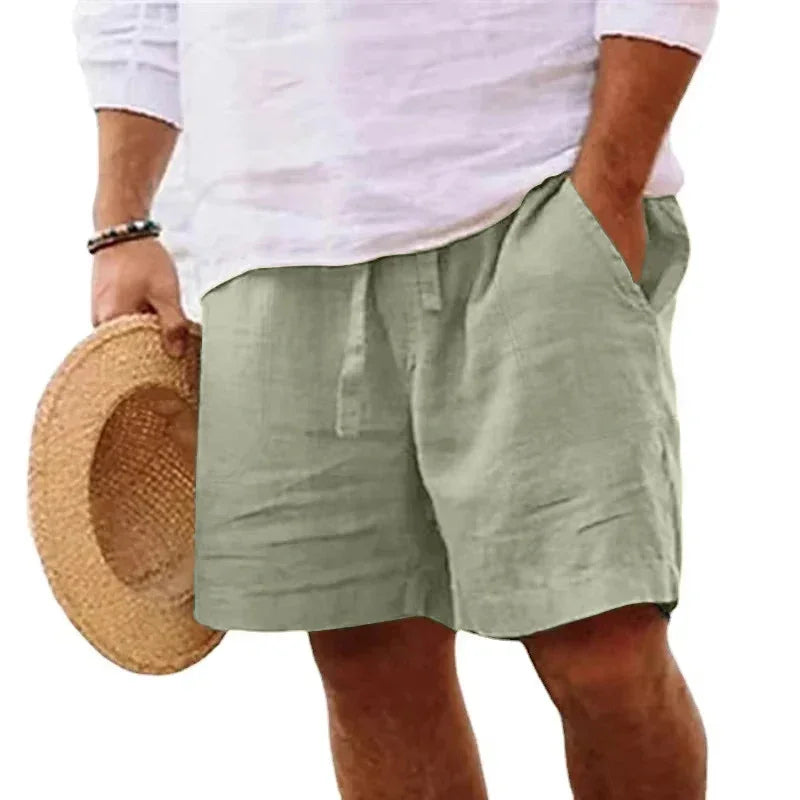 New Mens Cotton Solid Color Short Lightweight Gym Pants Linen Beach Shorts Men Jogging Sport Large Short Homme - Evallys.com