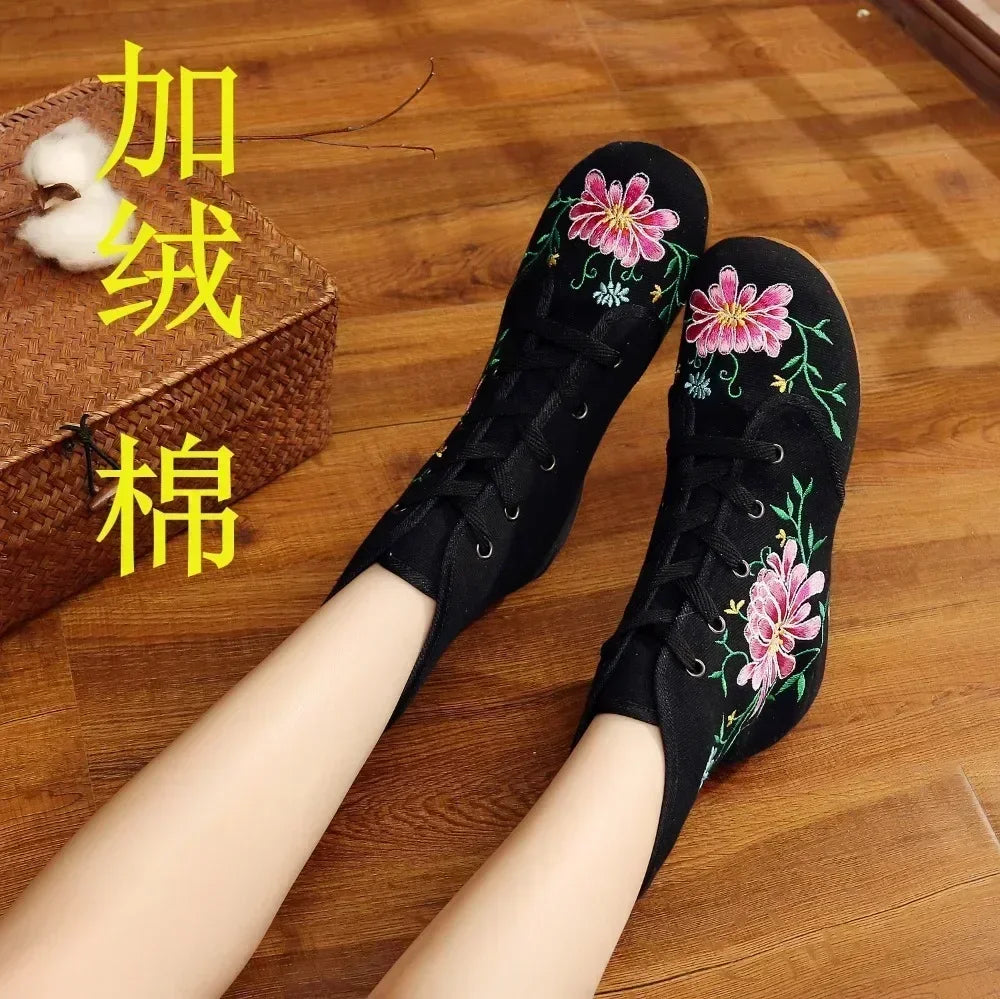 Women’s Ethnic Embroidery Shoes – Vintage Hanfu Canvas Sneakers - Evallys.com